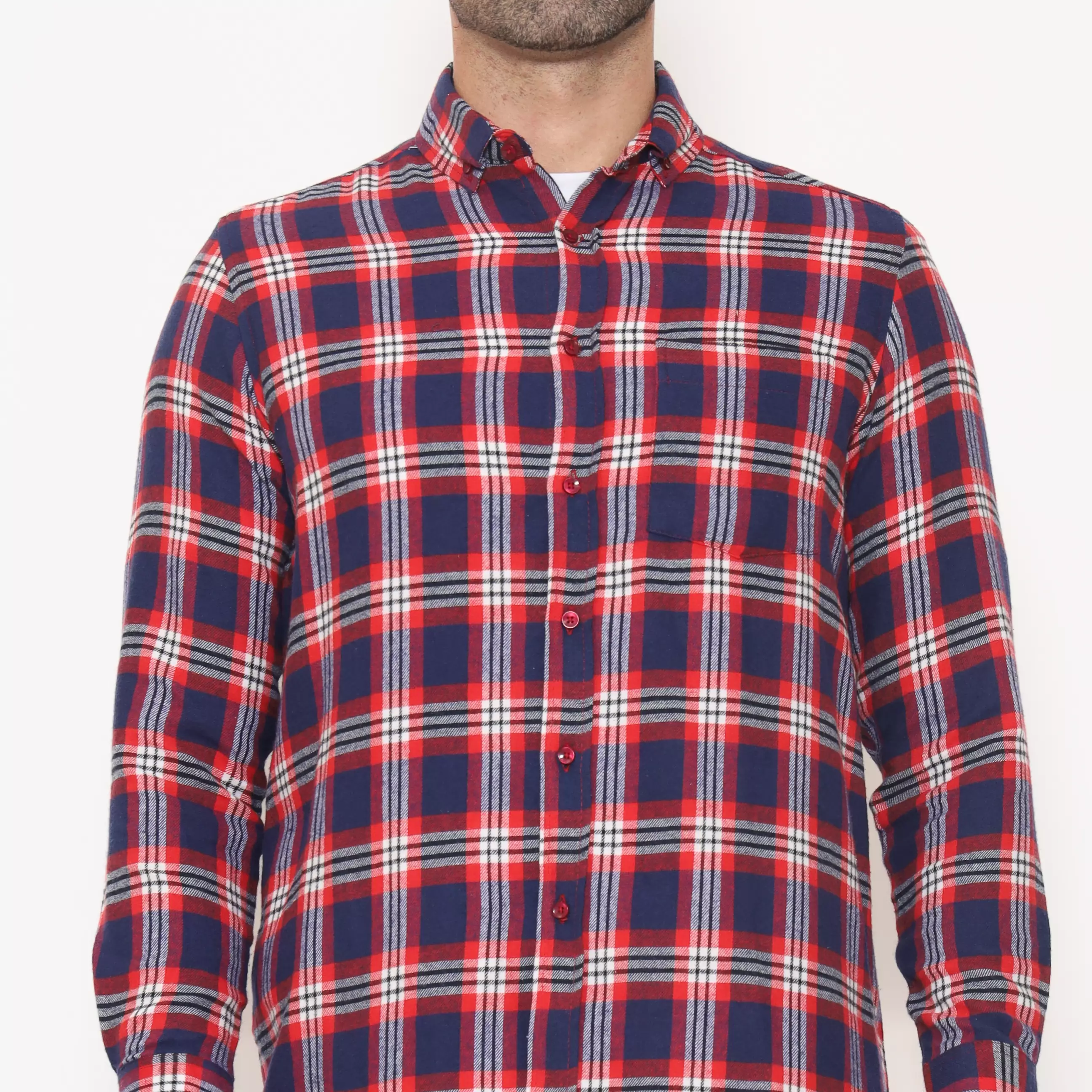 Schoeller Kemeja Flannel Pria Lengan Panjang Reguler Fit Kotak-Kotak Warna Red – Nyaman & Stylish