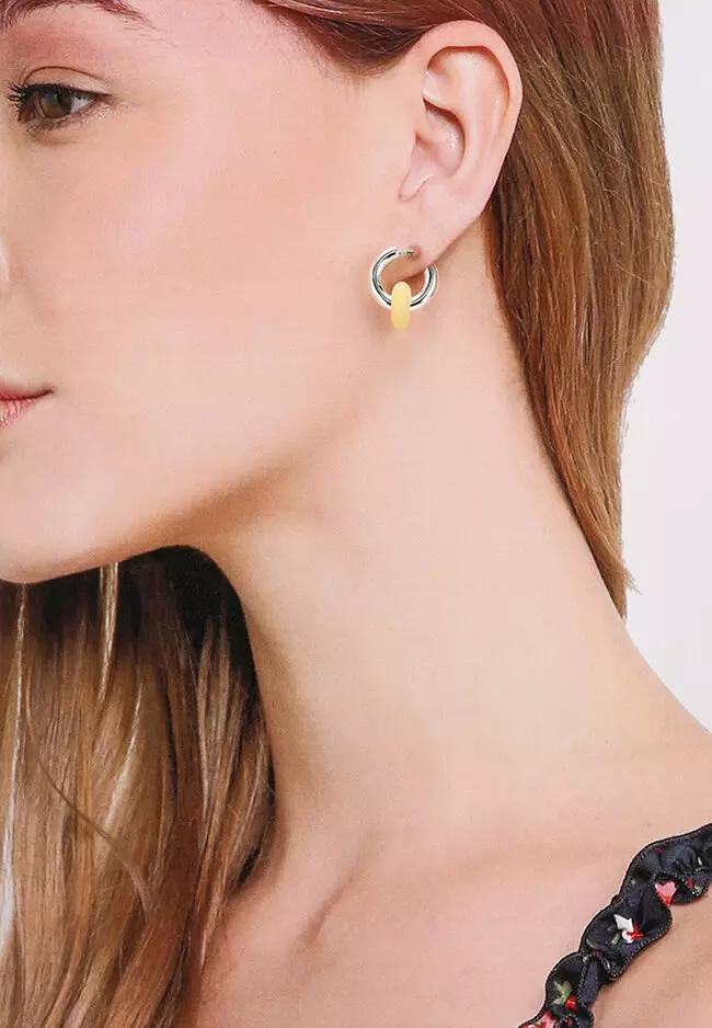 Mini hoop outlet charm earrings