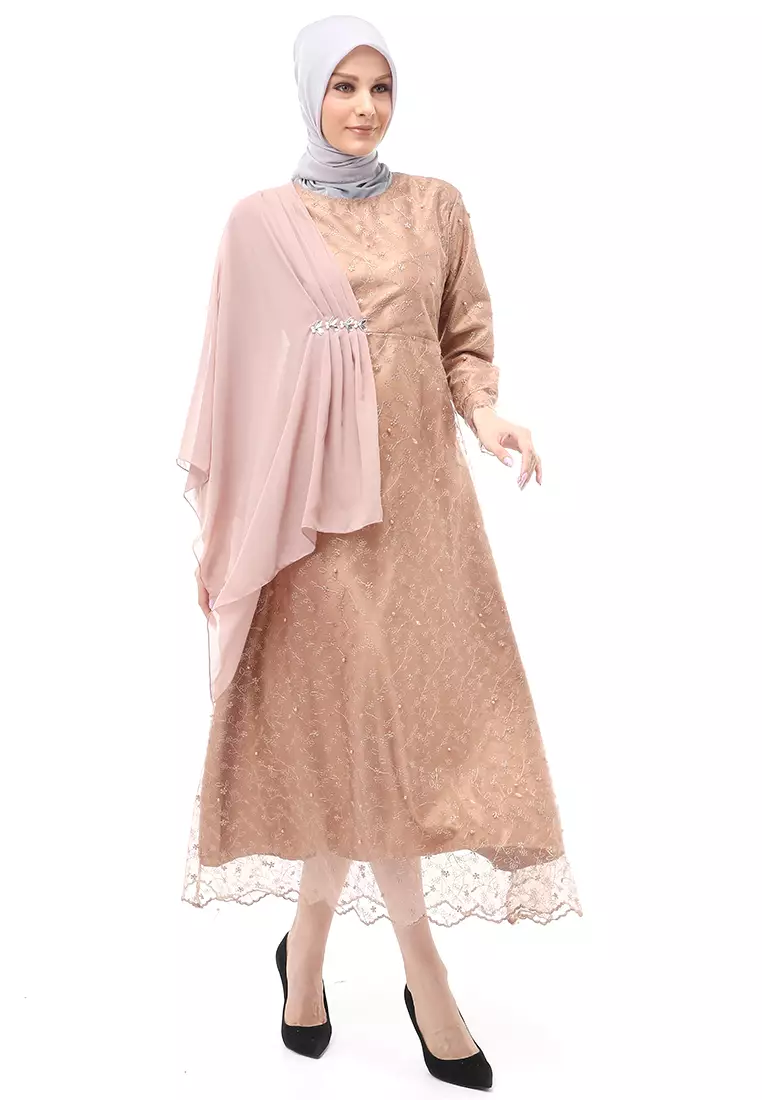 Anita Gaun Long Dress Wanita Regular Fit - Brown