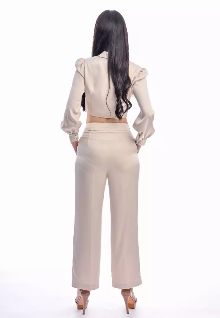 "East India Company - Nettie - Elegant Satin Cropped Blouse "
