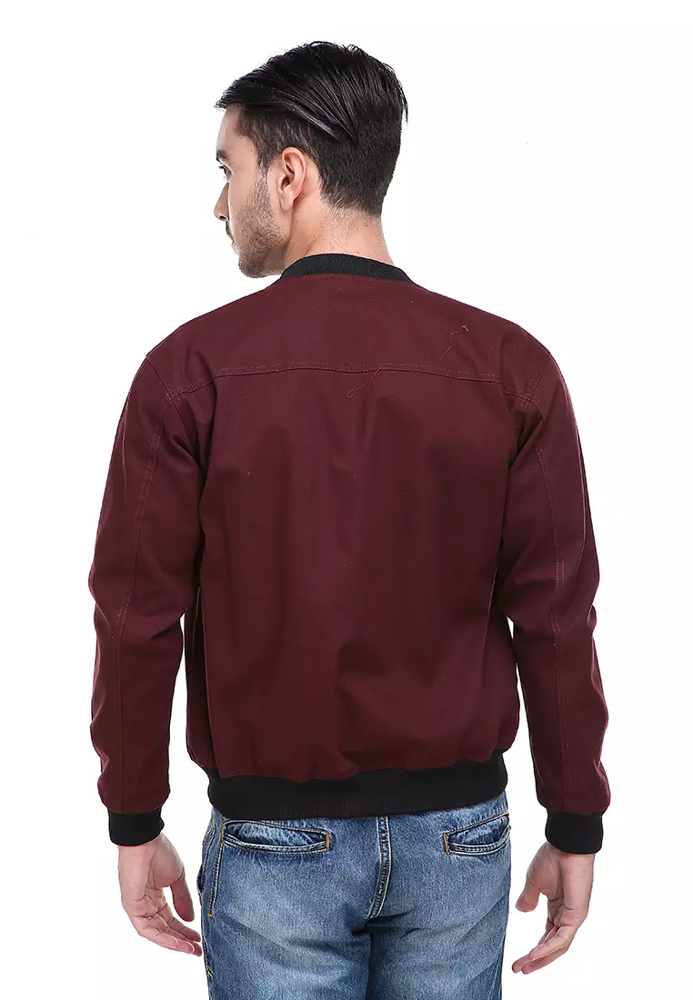 Jems Jaket Bomber Pria & Wanita Deluxe Jacket Material Canvas Baby Premium ORIGINAL - Maroon