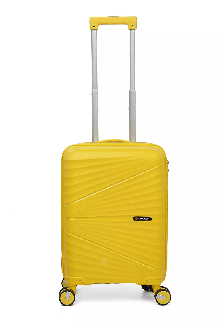 Carlton Koper Size 20inch Unisex Lock Anti Theft Zipper Suitcase Material Fiber ORIGINAL - Yellow