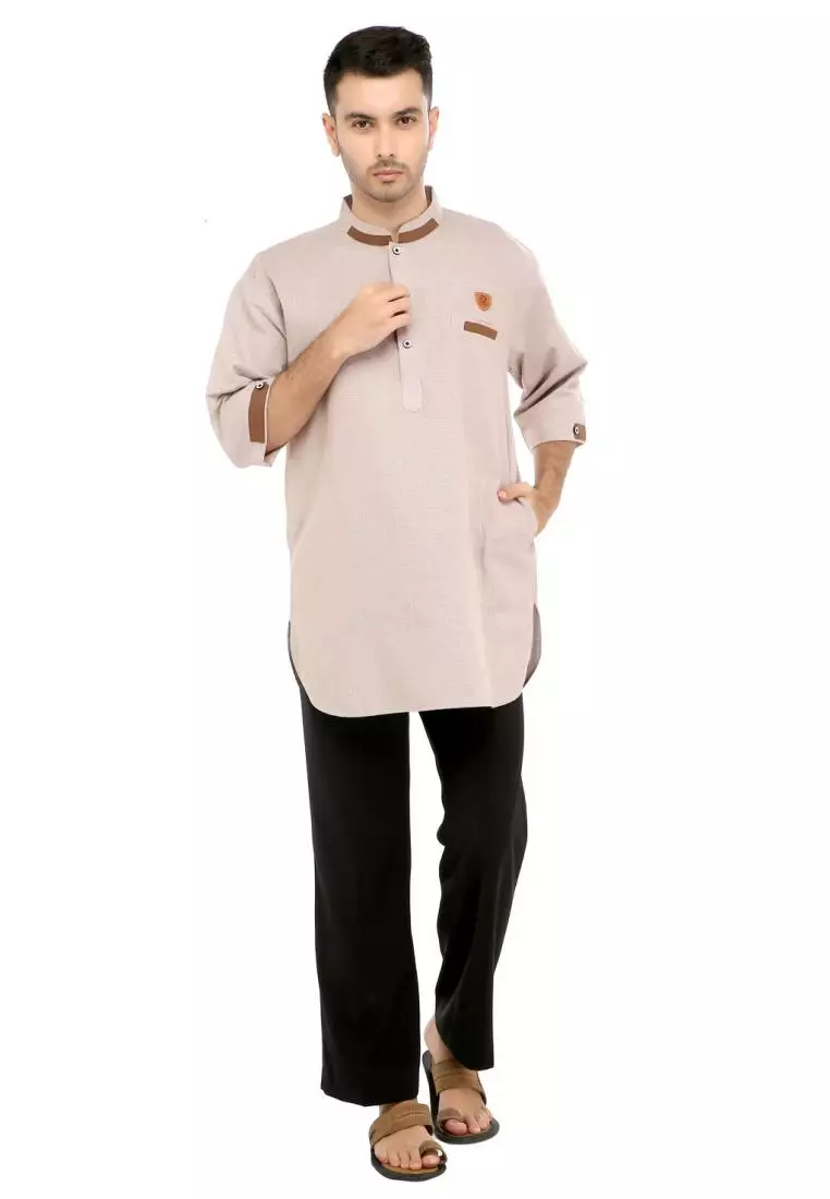 Baju Koko Gamis Muslim Pria Abyan - Cream