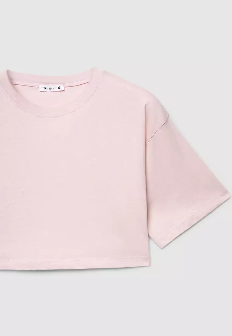 Solid Colour Crop Top T-Shirt