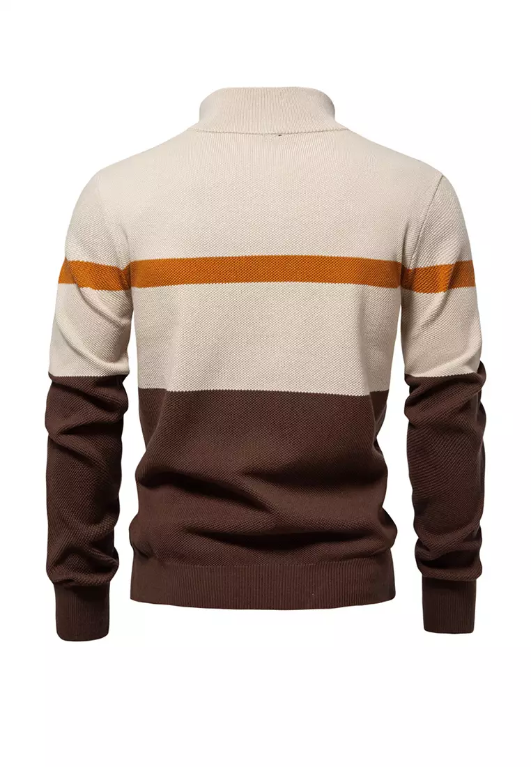 Contrast Stand Collar Knitwear AX-SW135