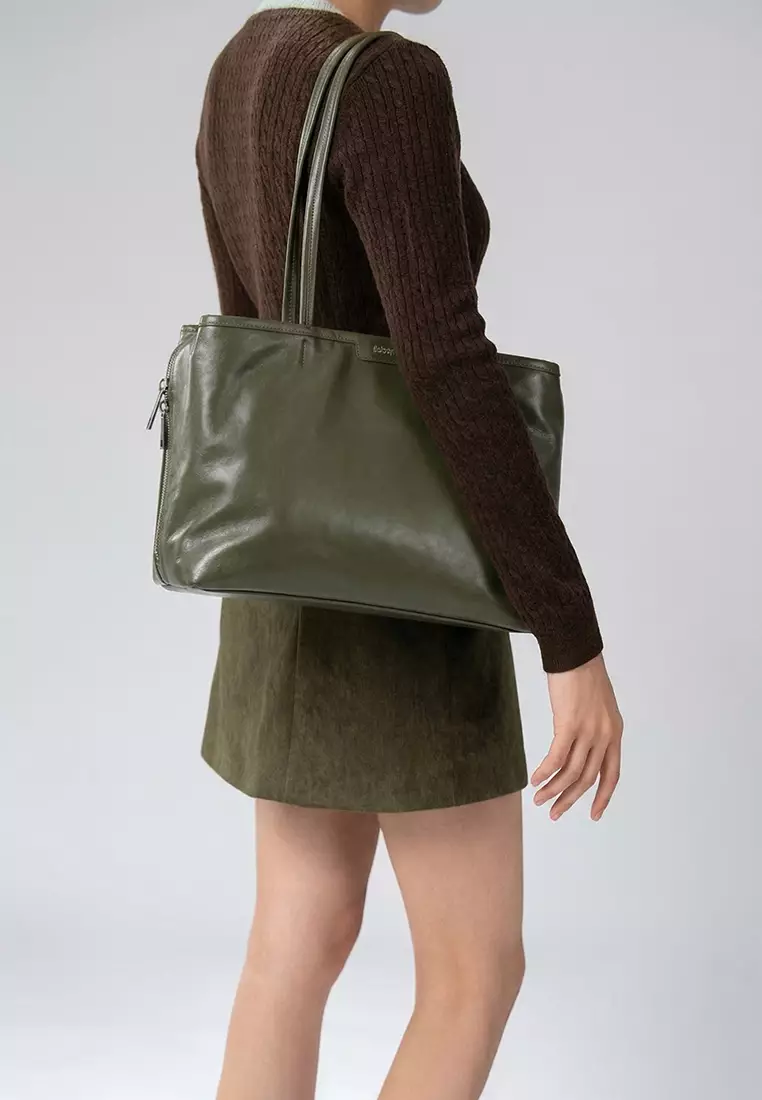 TONA East-West Boston Shoulder Tote Bag II - Green