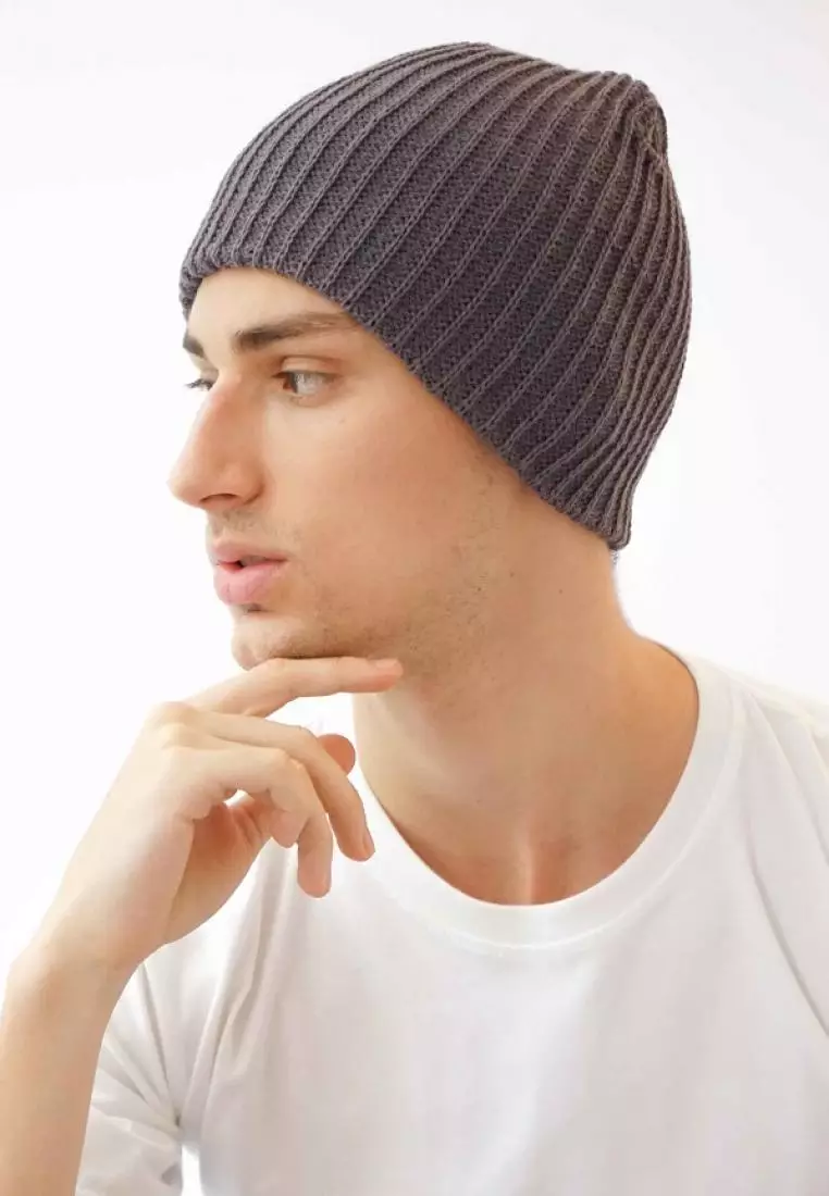 Houseofcuff Topi Kupluk Rajut Beanie Hat Polos Topi Gunung abu tua