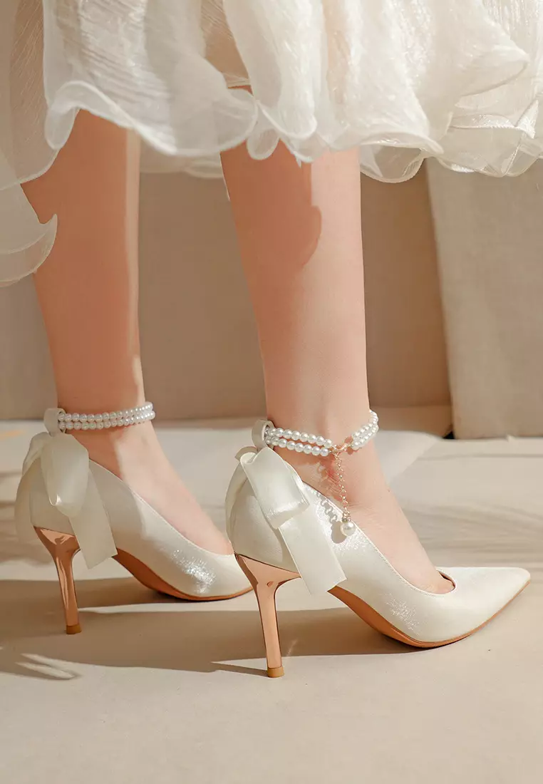 8CM Pointy Pearl Strap Pumps 2181-9