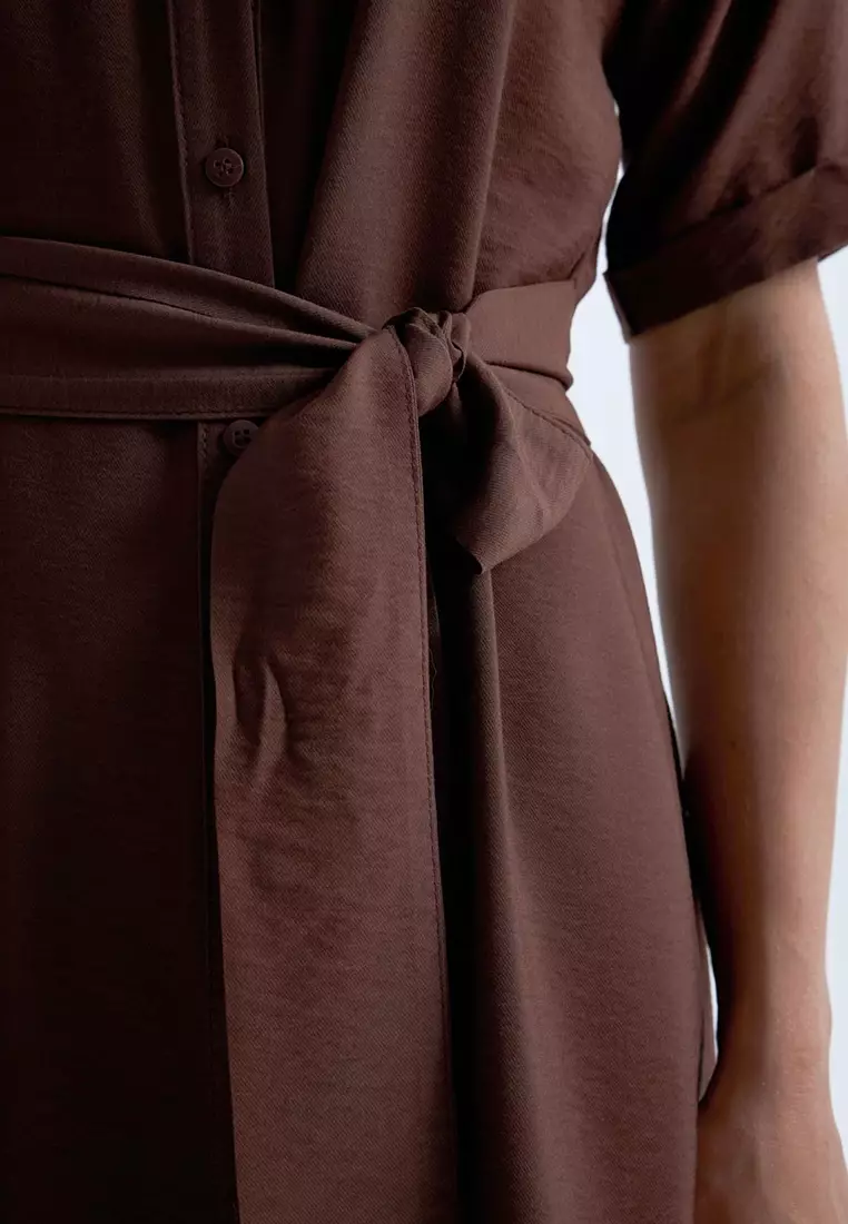 Shirt Collar Midi Dress