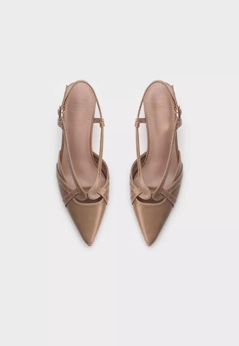 法式后空尖头高跟鞋