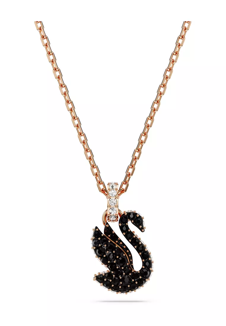 Buy Swarovski Swarovski Swan Pendant, Swan, Small, Black, Rose Gold ...