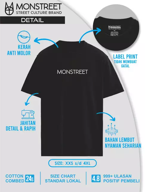 Monstreet Kaos Katun Combed 24S Grafis Reguler Fit Putih Tshirt UTR233 Cotton Combed 24S Graphic Tshirt Regular Fit White Tshirt