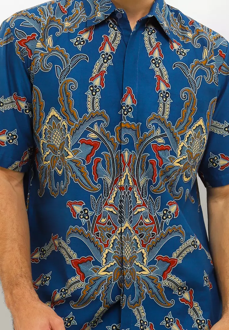 Kemeja Batik Printing Lengan Pendek Motif Sekar Pergola