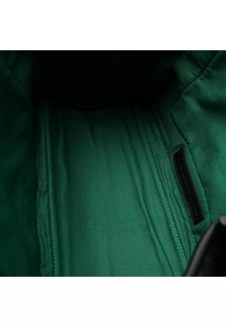 Pre-Loved BALENCIAGA NAVY CABAS S navy hippopotamus Handbag tote bag wool leather green black multicolor