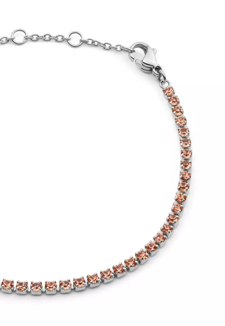 Classic Tennis Bracelet Apricot Silver - Unisex Bracelet for women and men stainless steel Bracelet DW Official Authentic Original 手鍊 不鏽鋼手鍊 DW 官方正品原裝