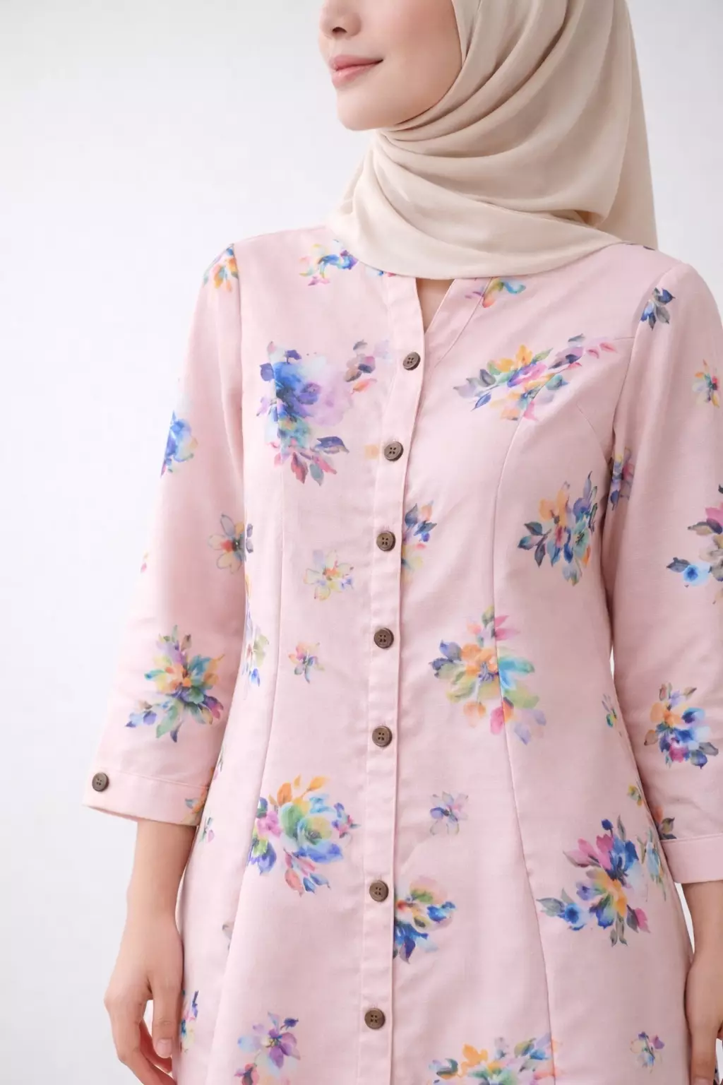 Zhafira Tunic In Pink Floral Print