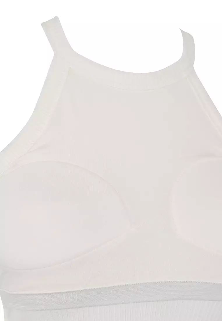 Ecru Padded Bra Detail Fitted/Knitted Undershirt TWOSS25AL00026