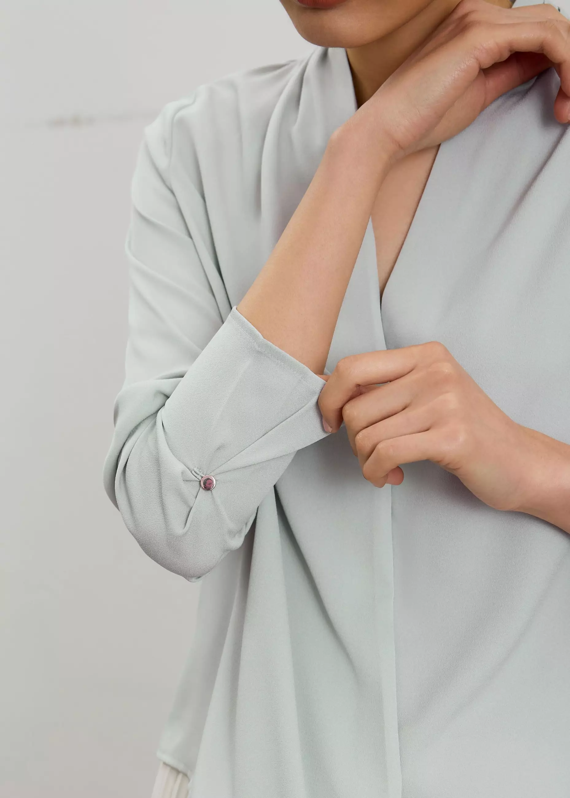 Atasan Wanita - RuchedReady® Ada V-neck Satin Wrap Blouse