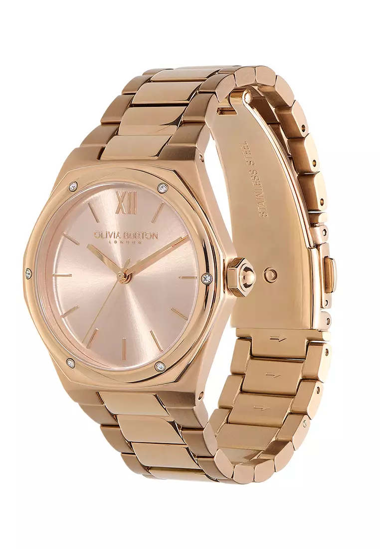 Olivia Burton 33mm Hexa Blush & Carnation Gold Bracelet Watch - 24000030