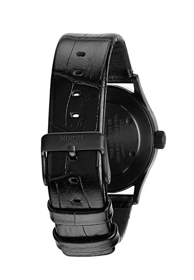 NIXON Sentry SS Black Leather Strap