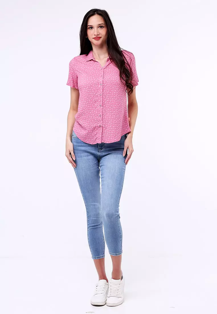 Buy Redgirl Short Sleeves W Collar Blouse 2024 Online Zalora Philippines