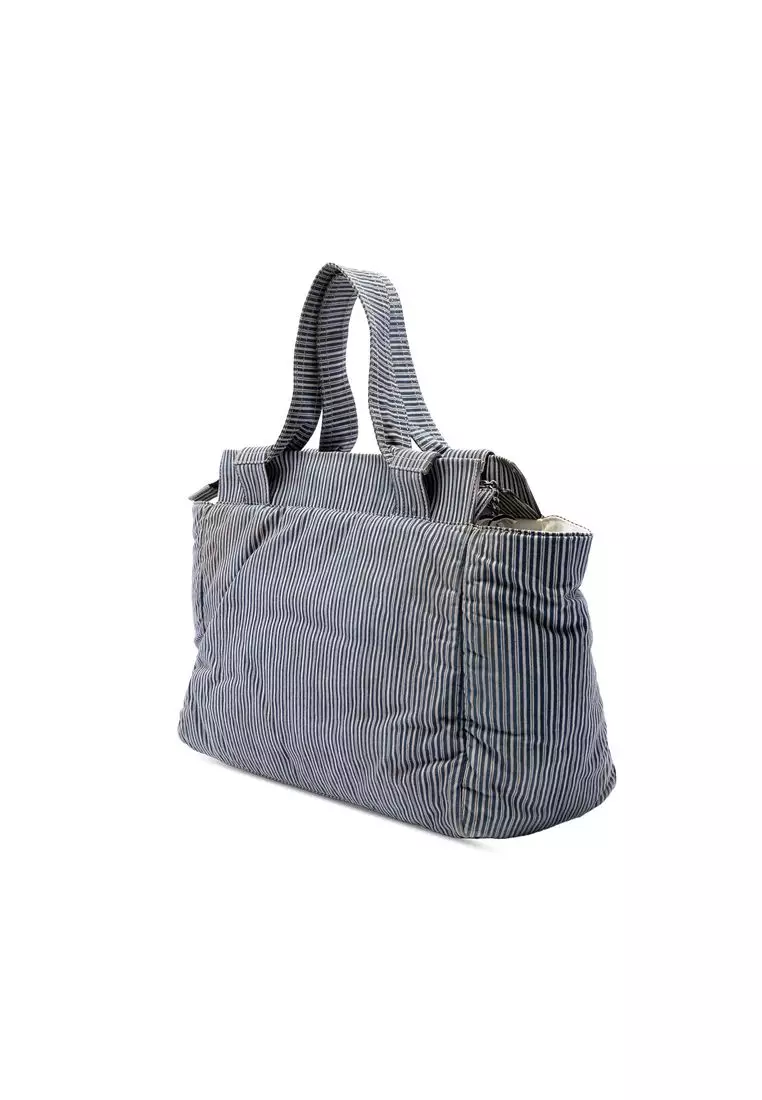Pre-Loved Chanel Cc Striped Canvas Shopper Tote