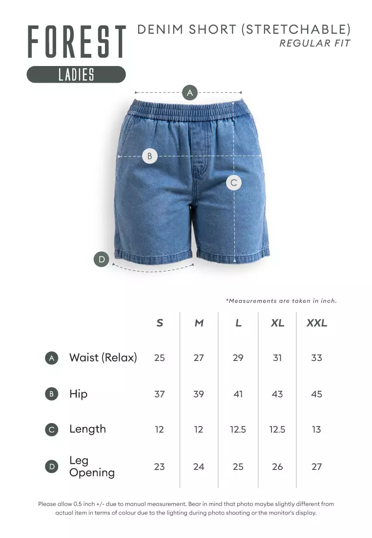 Forest Ladies Stretchable Denim Short Pants Casual Elastic Denim Shorts Women - 860162-01Black