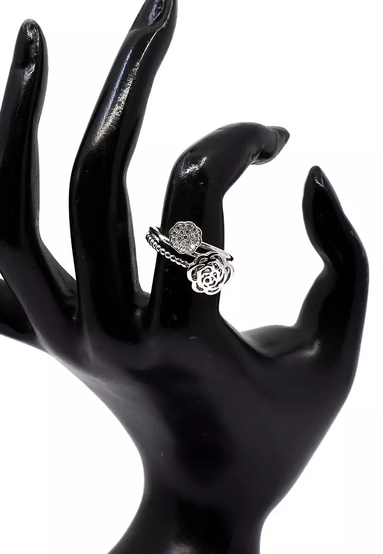 18K Italian Made White Gold Lady Ring with Diamonds