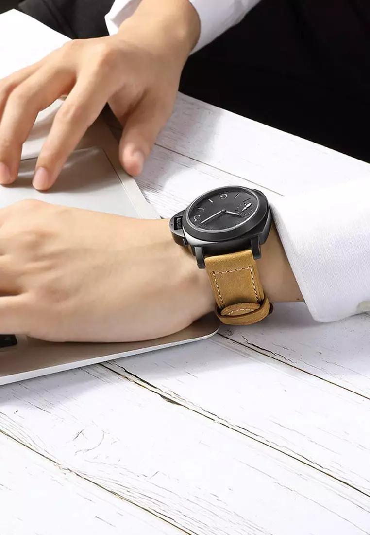 Tali Jam Watch Strap Tali Kulit Pria Buram Leather Strap 20mm Jam Tangan Kulit cokelat