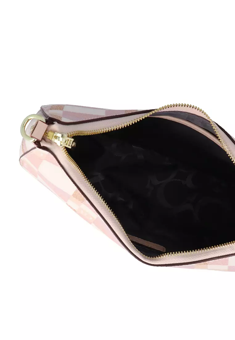 CR Dainty Check Tote Bag M - Peach