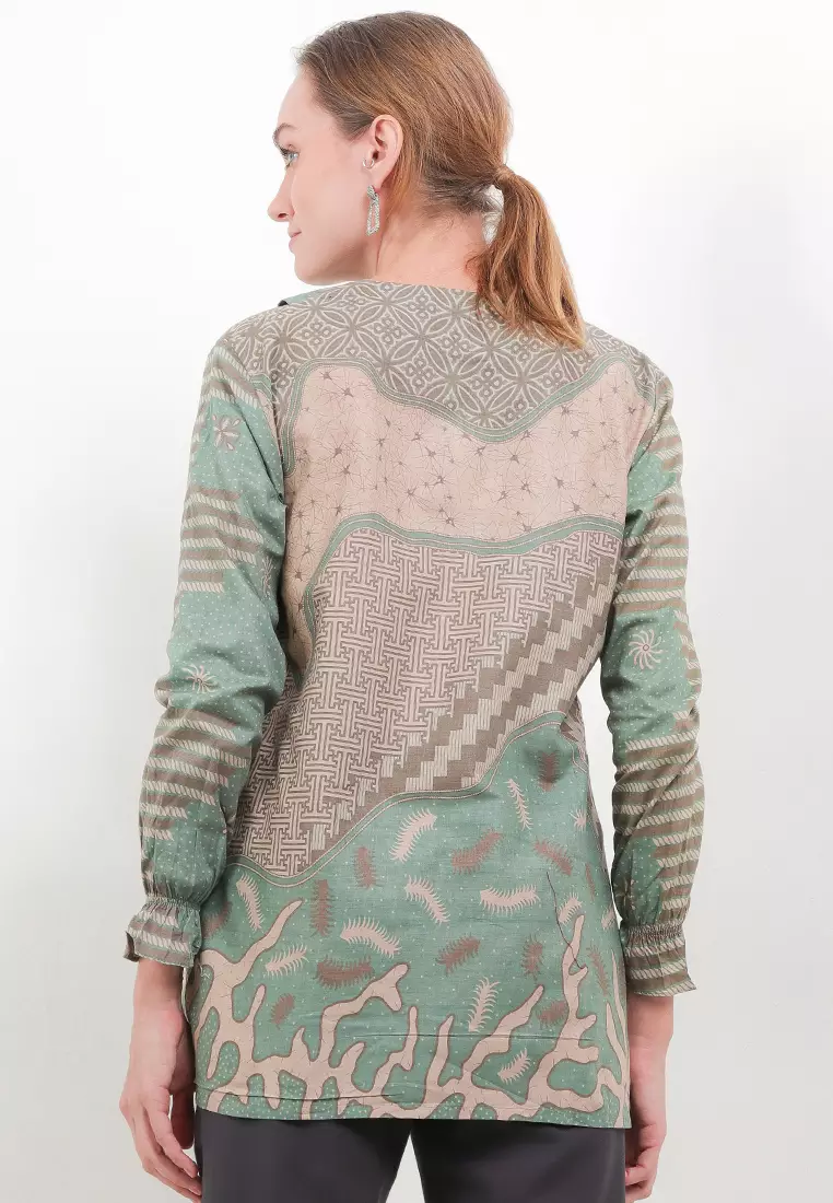 Evano Blouse Batik Exclusive Premium Wanita Casual Modern
