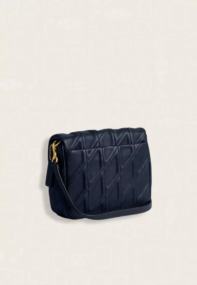 Coach Times Square Tabby Shoulder Bag With Quilting Dare Navy