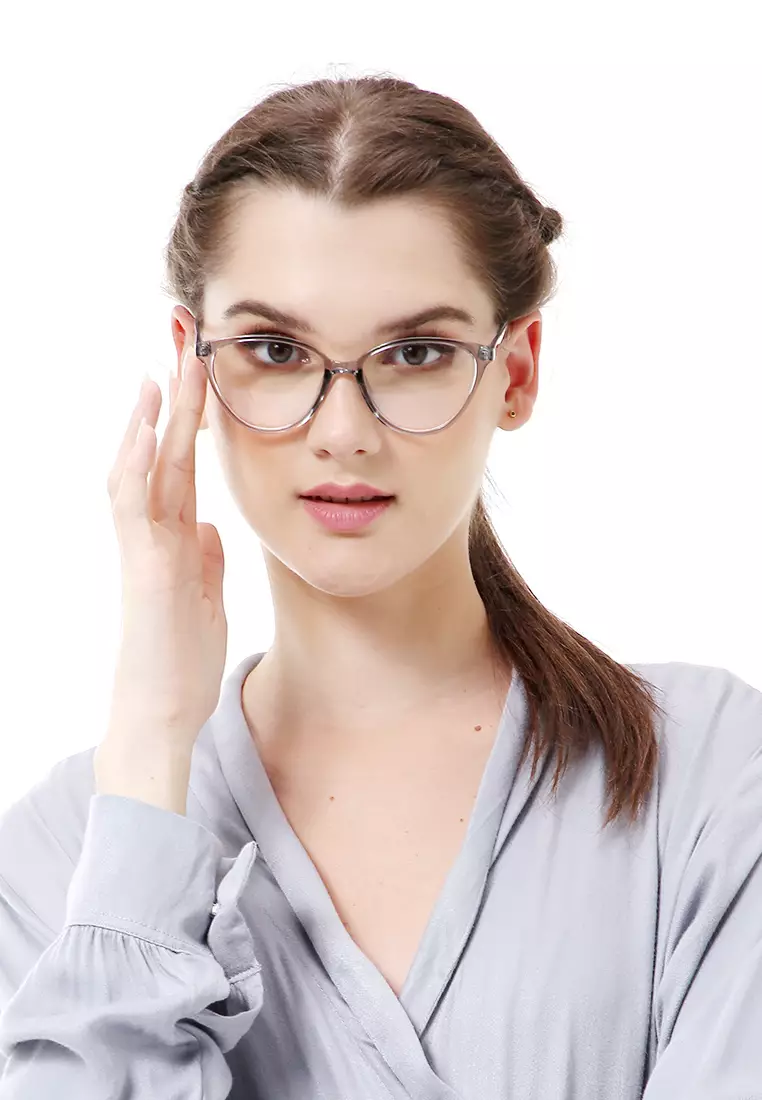 Kiano Kacamata Wanita Cat Eye Design Glasess Frame Material Plastic ORIGINAL - Gray