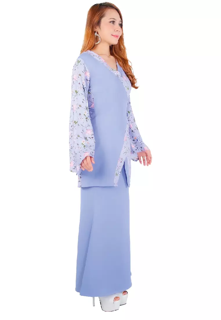 Anggun Kurung Printed Rosa - BLUE IRIS