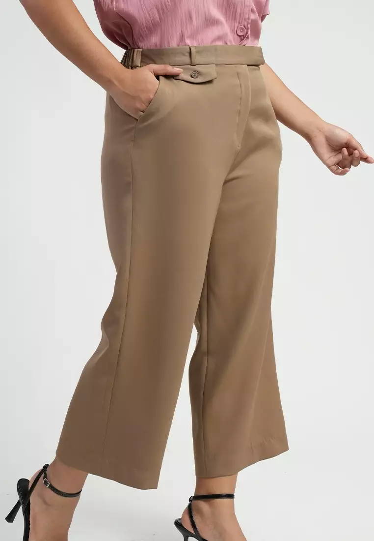 Milly Plus Size Llavina High waist Wide-Leg Trouser Pants