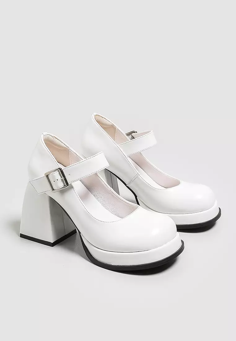 9CM Round Toe Leather Mary Jane Shoes MZ3560