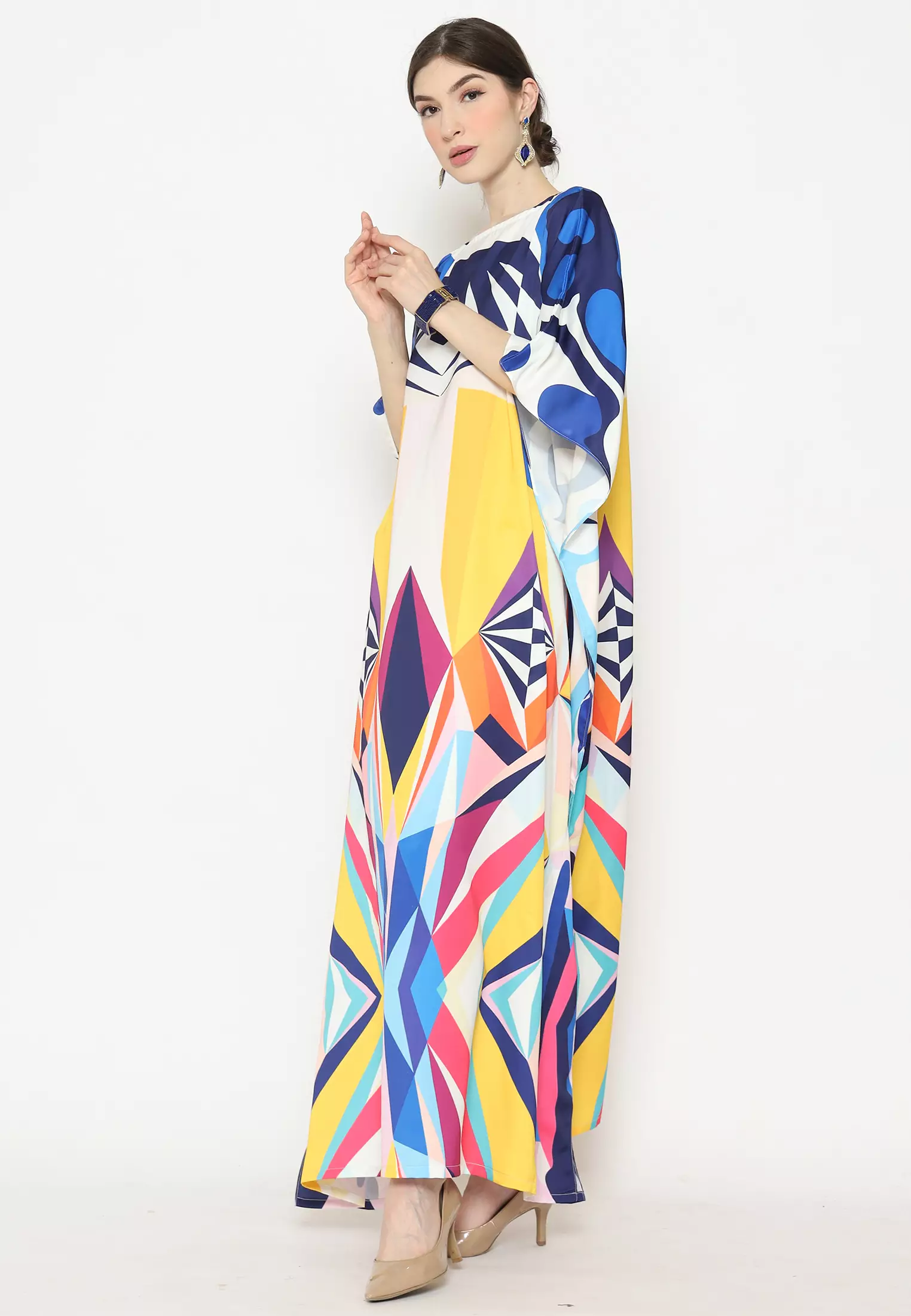 Kanzi Exclusive Short Sleeve Abstrac Kaftan