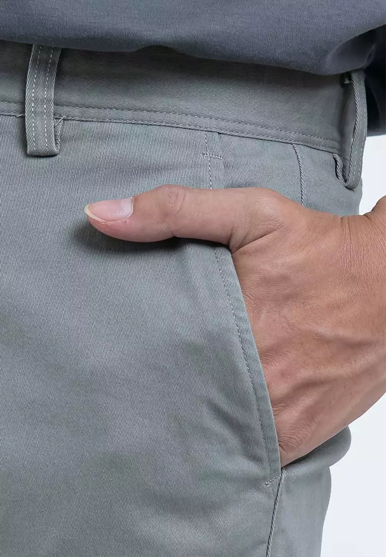 Forest Stretchable Chino Pants Trousers Straight Cut Khakis Pant Men Cotton Men Long Pants - 610197 - 04Grey