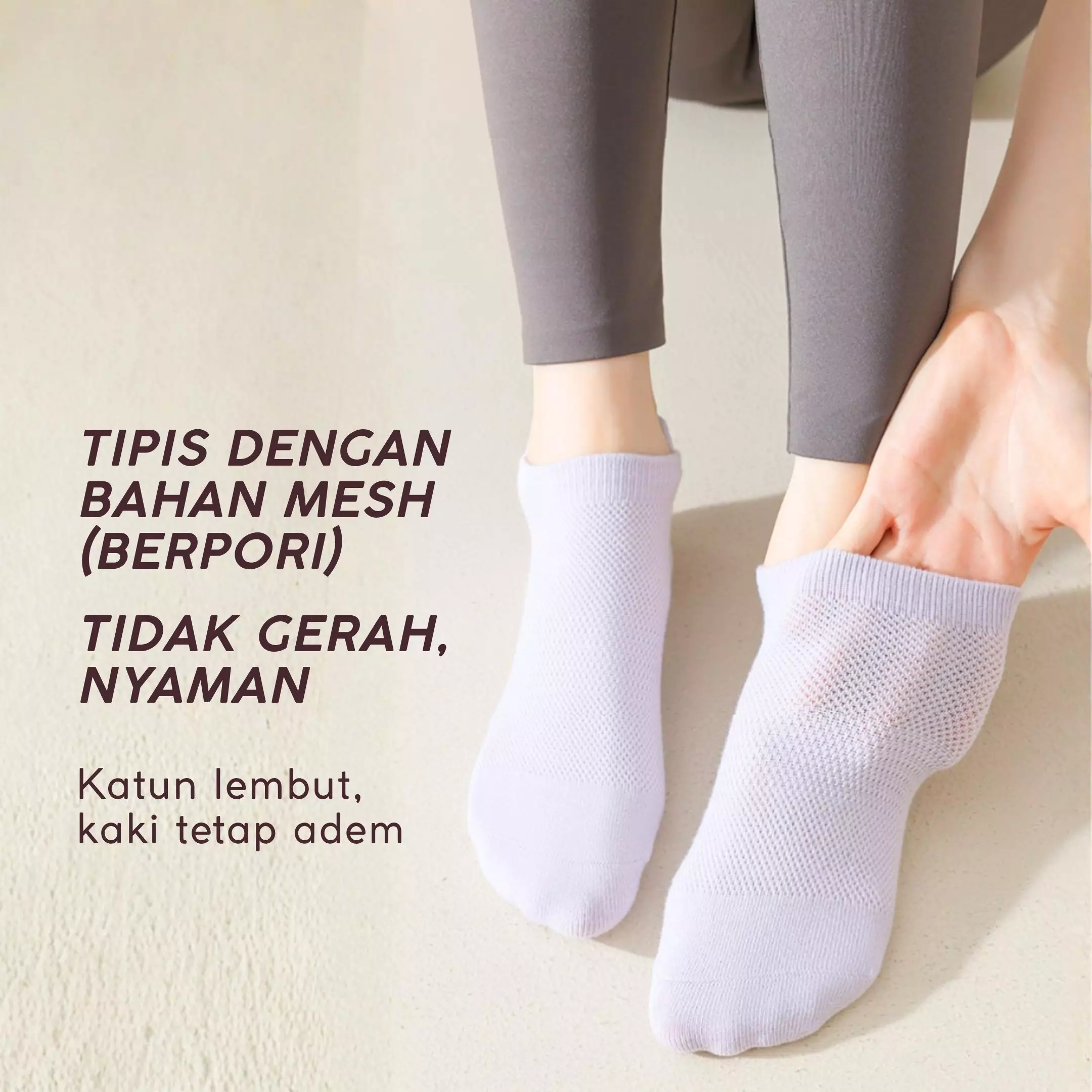 Wakakids Kaos Kaki Pendek Olahraga Wanita Anti Slip Sport Socks Yoga Pilates Senam Gym Venrz Pink