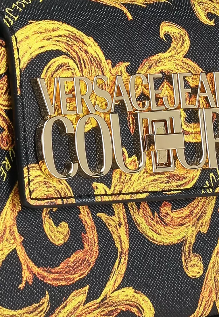 VERSACE JEANS COUTURE Logo Lock Printed Crossbody Bag (tr