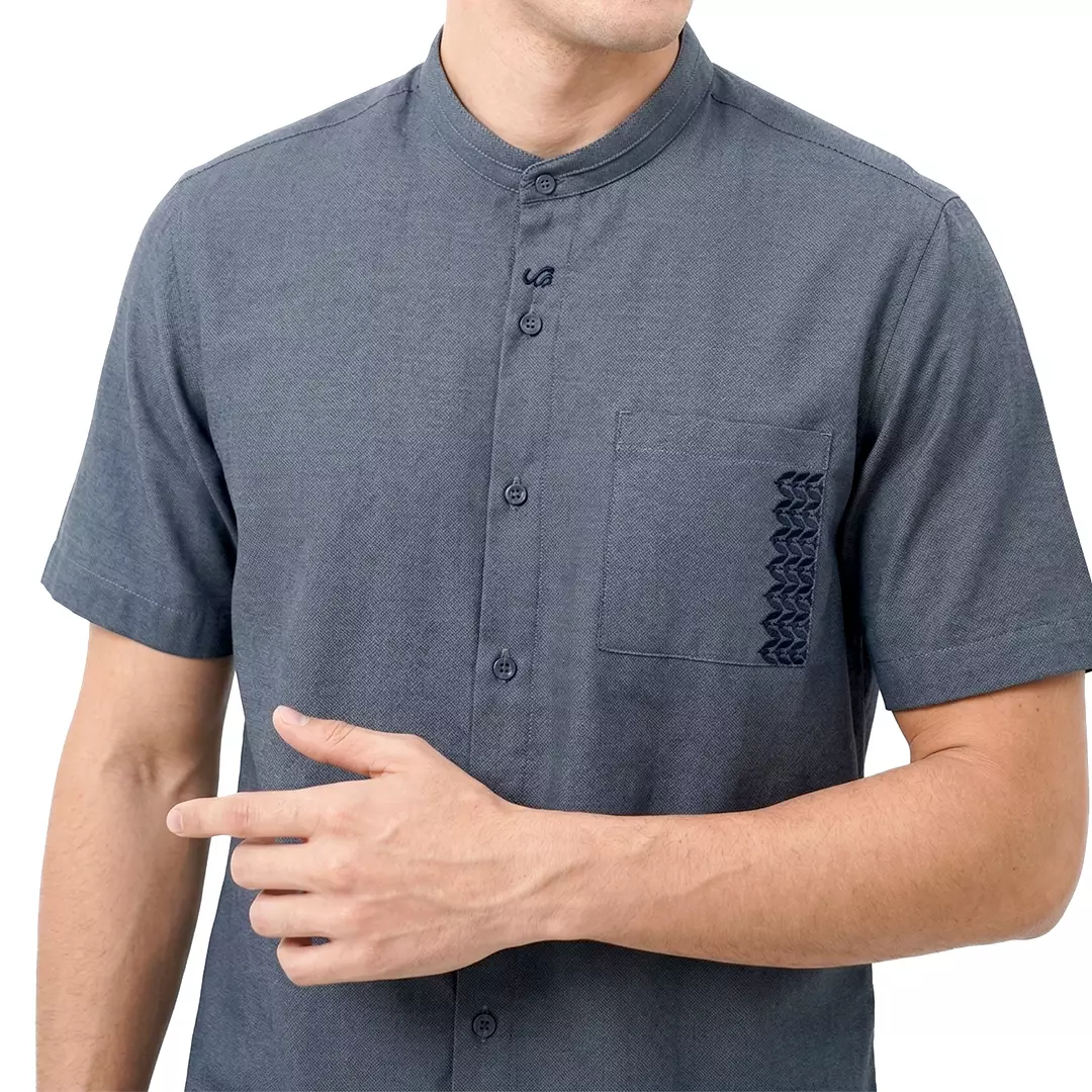 Rabbani - Kemeja Koko Muslim Pria Lengan Pendek Dewasa Yaqob Exclusive - Biru