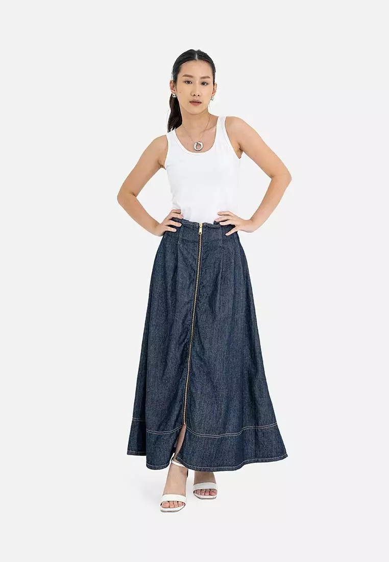 Earth Music & Ecology - Amami Front Zip Denim Skirt