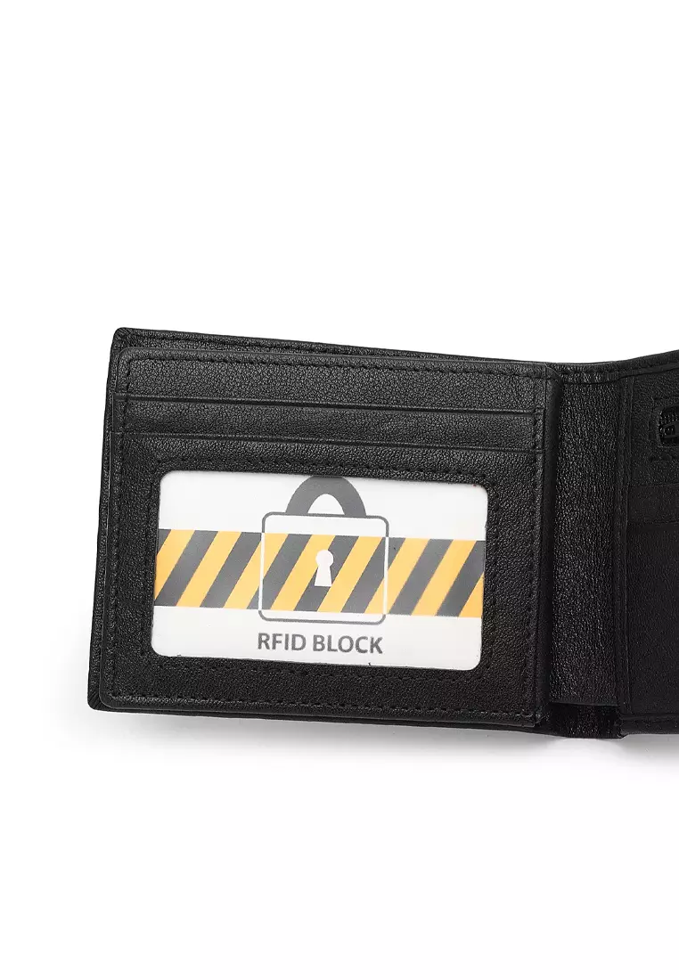 Men's Genuine Leather RFID Blocking Fortune Wallet - Black