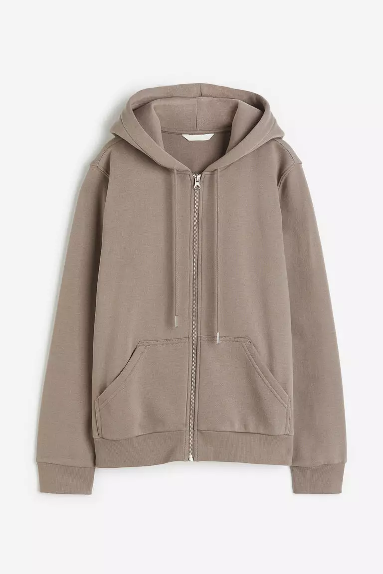 H&m Ladies Cream Zip Hoodie H&M Women Oversized Zip-Through Hoodie