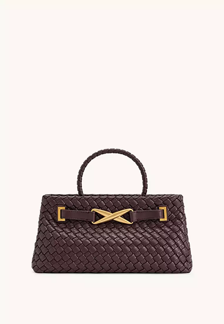 Elora Woven Tote Bag - Burgundy