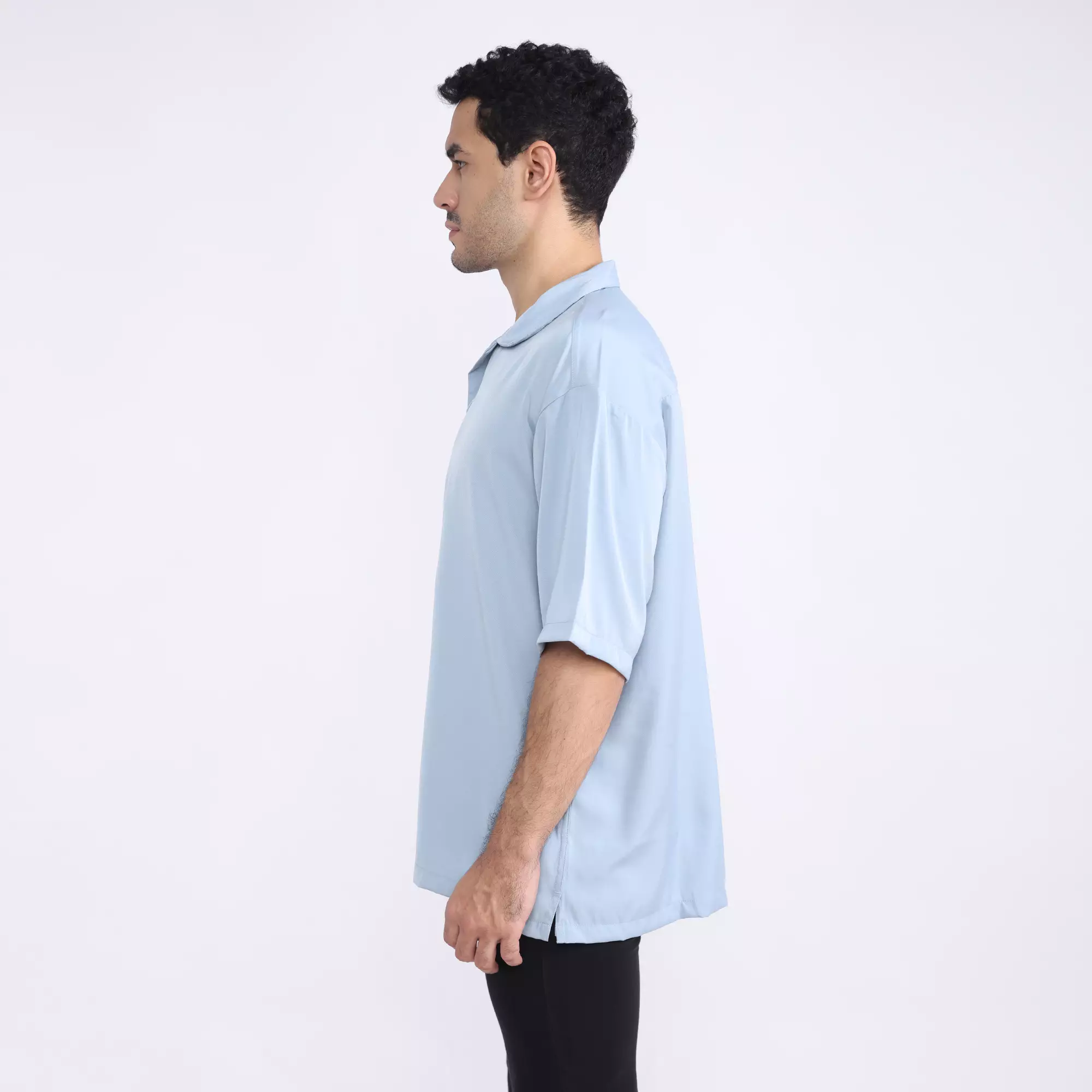 FACILITY Kemeja Bowling Oversize Shirt - Light Blue