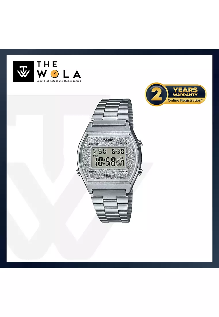 Vintage Digital Women's Watch B640WDG-7 Silver Stainless Steel Band Watch for women