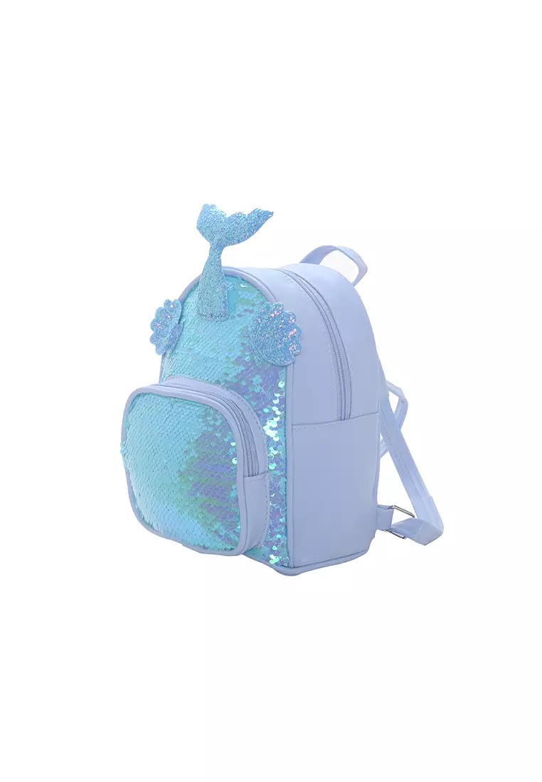 Tas Ransel Anak Mermaid Sequin Mini Biru 23x18 cm