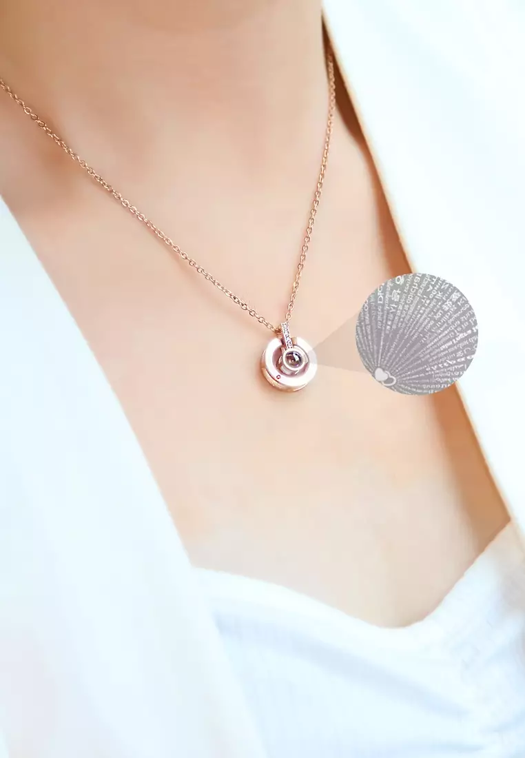Fayre "I Love You" Projection Necklace in Rose Gold