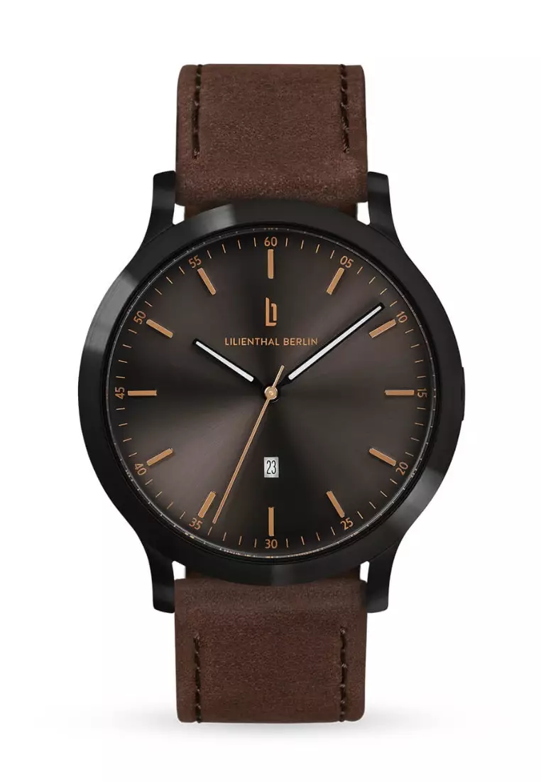 Huxley Black Bronze - Brown Leather Strap